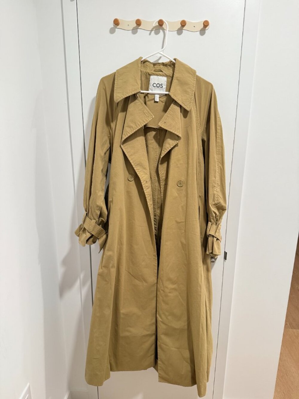 COS Double-Breasted Flap Trench Coat in Sand